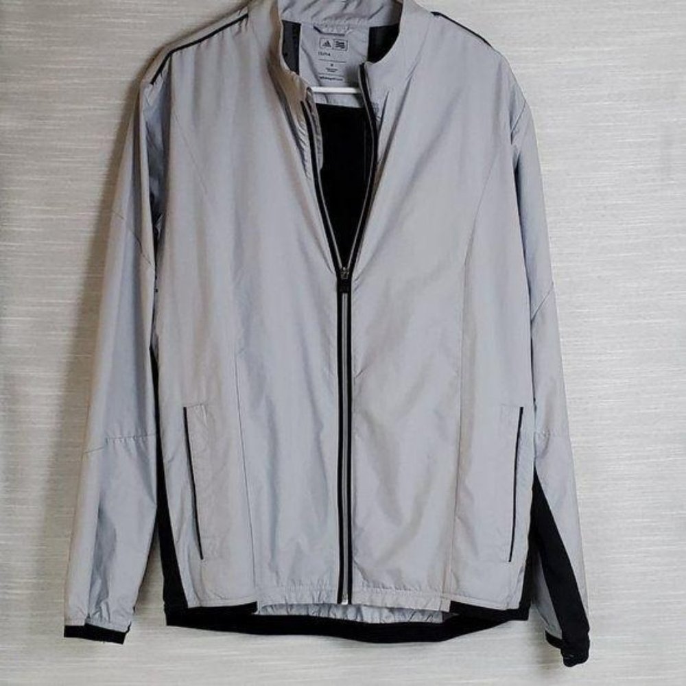 Adidas Golf Windbreaker Mens Medium Gray ClimaProof Vented Back Lightweight